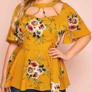 Plus Size Shein Top in Navy and Yellow both 4X